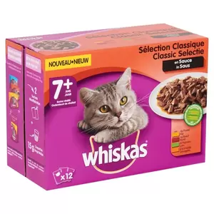 WHISKAS Pouch senior vlees saus 12x100g