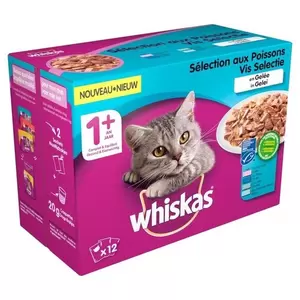 WHISKAS Pouche 12p ad vis gelei 100g