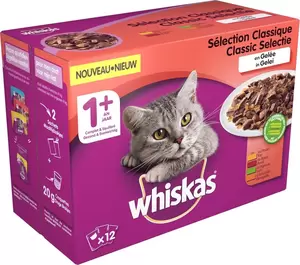 WHISKAS Pouche 12p ad vlees gel 100g