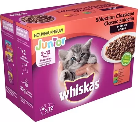 WHISKAS Pouche 12p jun vls saus 100g